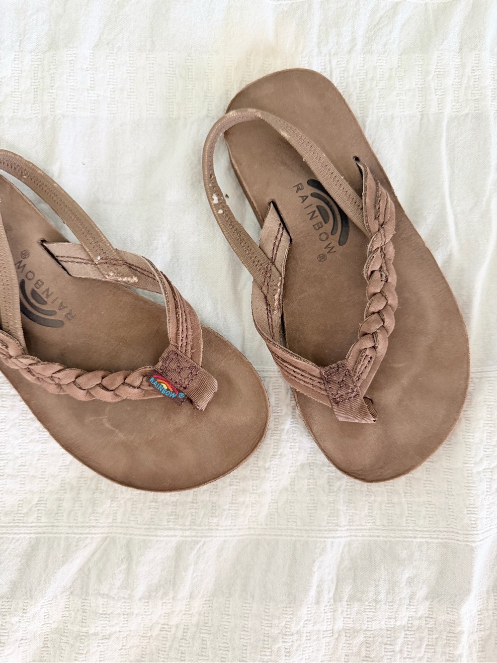 Toddler Rainbow Braided Leather Sandals - Tan